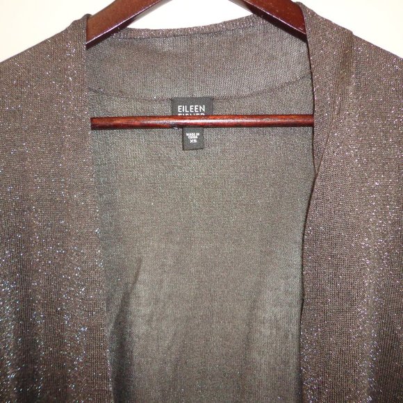 Eileen Fisher Open Duster XS Metallic Brownish Semi-Sheer - Picture 10 of 16